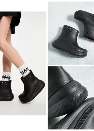 Жіночі дощові чоботи crocs crush rain boot. оригінал. нові. w7, w8