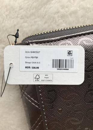 Гаманець жіночий guess оригінал gaia small zip around wallet сірий металік в лого4 фото