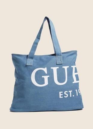 Сумка guess оригинал denim logo tote bag деним гесс4 фото