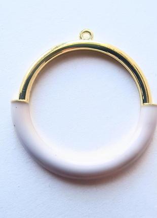 Подвеска finding кулон шарм круглая золотистый серая эмаль 35 мм x 36 мм