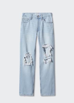 Голубые джинсы с подертостями6 фото
