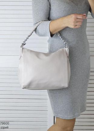 Женская стильная и качественная сумка из эко кожи серый2 фото
