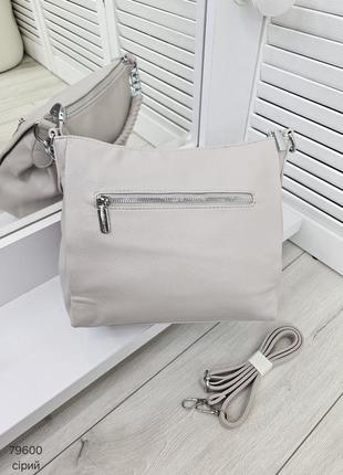 Женская стильная и качественная сумка из эко кожи серый7 фото