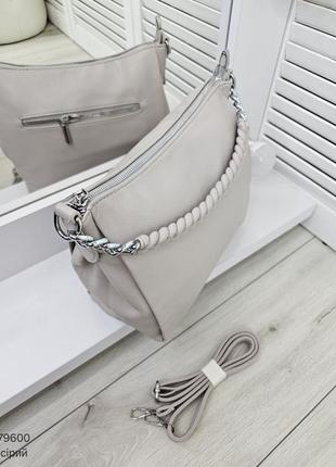 Женская стильная и качественная сумка из эко кожи серый4 фото