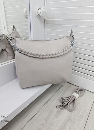 Женская стильная и качественная сумка из эко кожи серый3 фото
