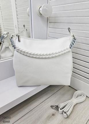 Жіноча стильна та якісна сумка з еко шкіри біла2 фото