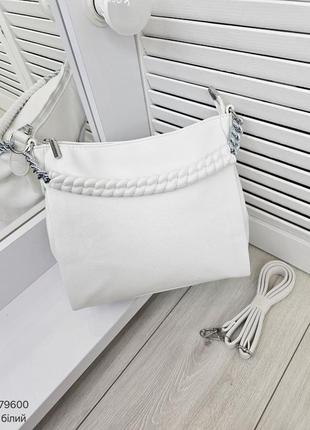 Женская стильная и качественная сумка из эко кожи белая8 фото