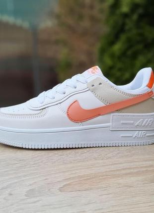 Nike air force 1 shadow білі з сірим з пудрою  ods20527