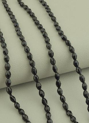 Длинные бусы черный чешский хрусталь, длина 150 см.2 фото