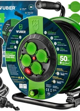 Удлинитель на катушке 50м 3x2.5мм на 4 розетки wuber (польша)