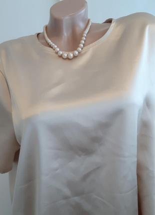 Блуза топ с атласным блеском кор. рук. размер 162 фото