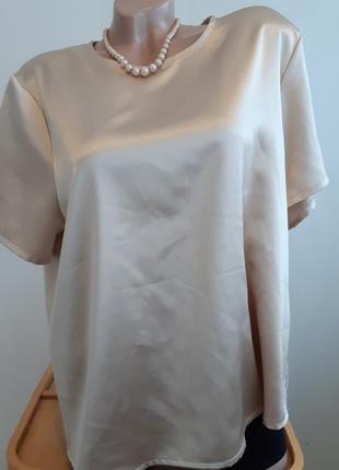Блуза топ с атласным блеском кор. рук. размер 161 фото