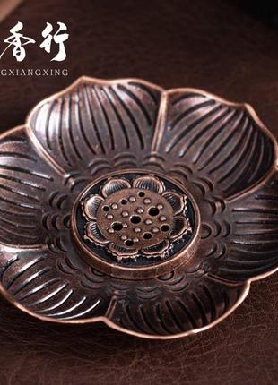 Подставка под благовония деревянная металлическая круглая цветок2 фото