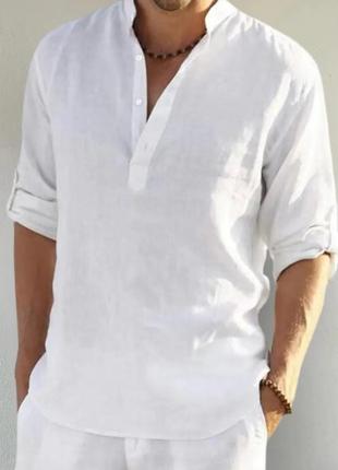 Шикарная летняя белая мужская рубашка 2xl3 фото