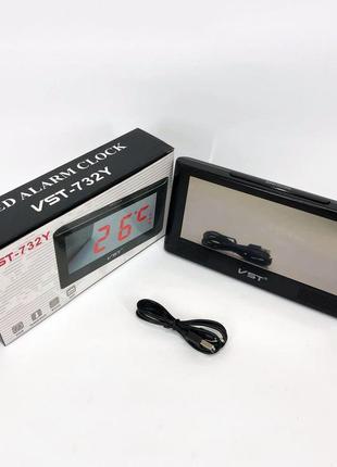 Часы электронные настольные vst-732y с зеленой подсветкой, электронные настольные ft-727 часы light