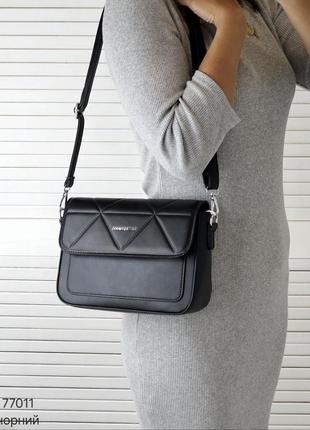 Женская стильная и качественная сумка из эко кожи черная