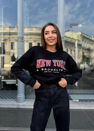 Спортивний костюм на флісі світшот кофта велюр якісний жіночий худі оверсайз світшот кофта теплий штани прямі по фігурі джогери манжети