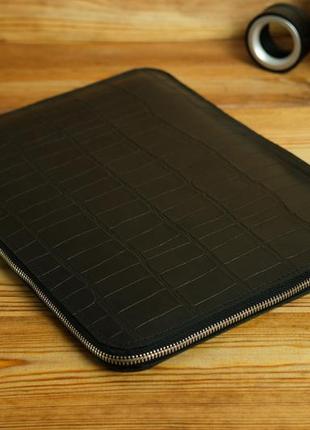Кожаный чехол для macbook дизайн №41, натуральная кожа итальянский краст, цвет черный, оттиск №21 фото