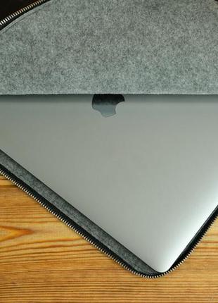 Шкіряний чохол для macbook дизайн №41, натуральна шкіра італійський краст, колір чорний, тиснення №23 фото