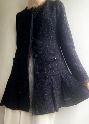 98% шерсть. черное пальто и вдовое на осень стильное пальто платье в стиле шаннель