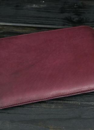 Кожаный чехол для macbook дизайн №2 с войлоком,  натуральная кожа итальянский краст, цвет бордо4 фото
