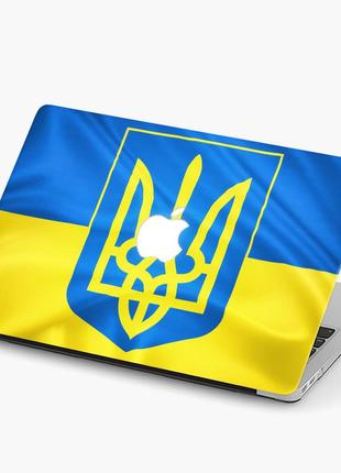 Чехол пластиковый для apple macbook pro / air украинский флаг и герб макбук про case hard cover прозрачный