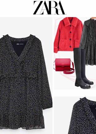 New collection! розкішна чорна сукня в горохи від zara.