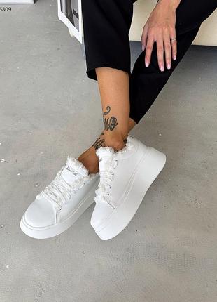 Легкі теплі та зручні жіночі зимові шкіряні кросівки на платформі, зимові кросівки з...