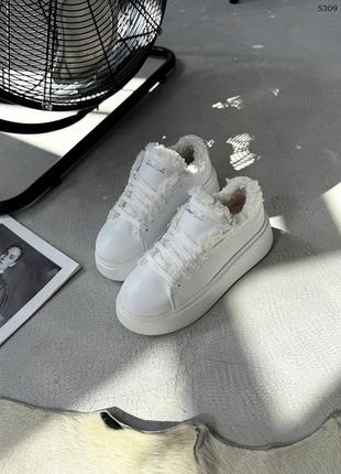 Легкі теплі та зручні жіночі зимові шкіряні кросівки на платформі, зимові кросівки з...