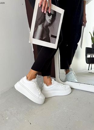 Легкі теплі та зручні жіночі зимові шкіряні кросівки на платформі, зимові кросівки з...