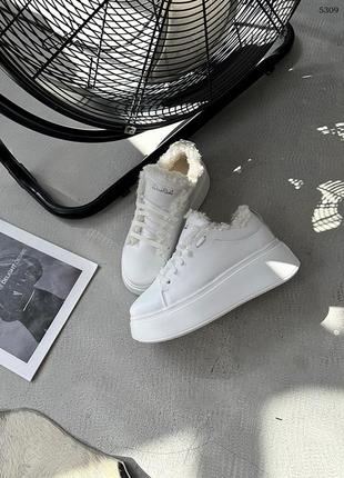 Легкі теплі та зручні жіночі зимові шкіряні кросівки на платформі, зимові кросівки з...