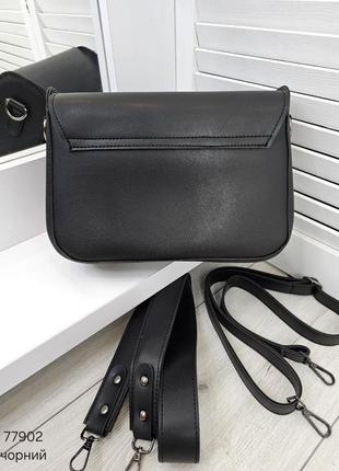 Жіноча стильна та якісна сумка з еко шкіри чорна7 фото