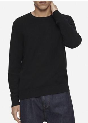 Шерстяной свитер черный джемпер из 100% мериносовой шерсти