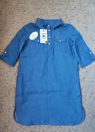 Платье -рубашка из тонкого джинса.