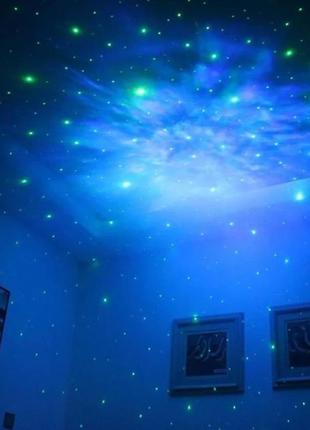 Проектор зоряного неба та галактик лазерний від usb космонавт із гітарою білий