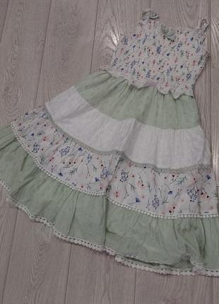 Шикарное цветочное платье, сарафон miss из комбинированой ткани и многоярусной юбкой 7-10 лет5 фото
