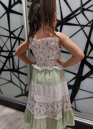 Шикарное цветочное платье, сарафон miss из комбинированой ткани и многоярусной юбкой 7-10 лет10 фото