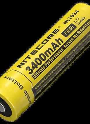 Аккумулятор литиевый li-ion 18650 nitecore nl1834 3.7v (3400mah), защищенный