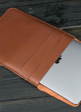 Кожаный чехол для macbook дизайн №25, натуральная кожа grand, цвет коричневый оттенок виски