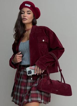 Замшевий бомбер в стилі miu miu
