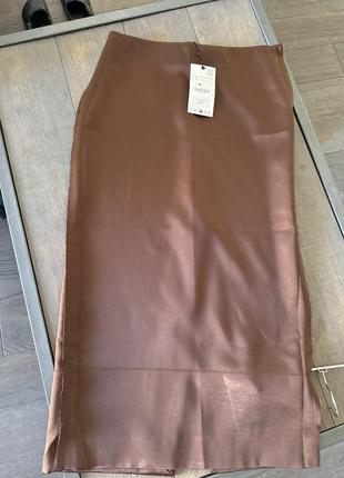 Сатинова спідниця міді zara9 фото