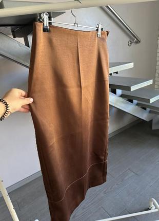 Сатинова спідниця міді zara6 фото