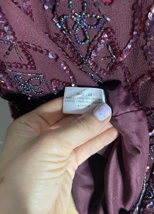 Шикарная винтажная блуза очень большого размера батал блузка расшита бисером и пайетками bonmarche, xxxxl 58р3 фото