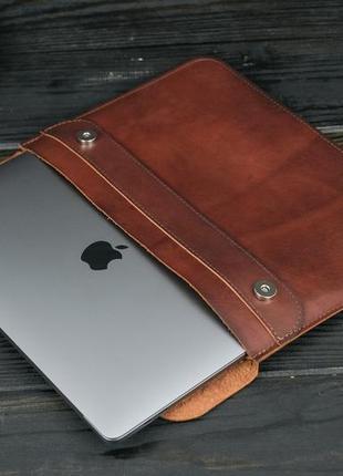 Кожаный чехол для macbook дизайн №37, натуральная кожа итальянский краст, цвет вишня2 фото
