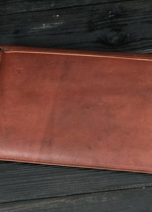 Кожаный чехол для macbook дизайн №37, натуральная кожа итальянский краст, цвет вишня5 фото