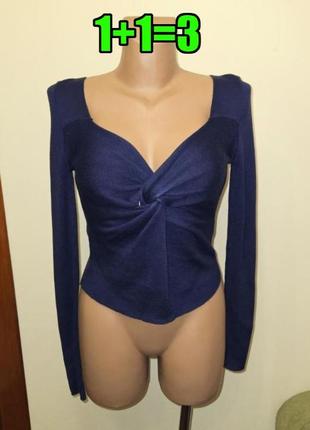 🤩1+1=3** оригінальний синій жіночий светр з декольте topshop, розмір 46 - 48