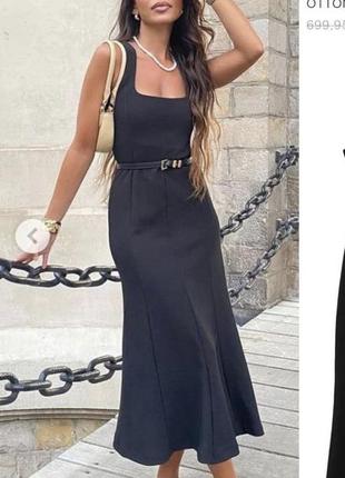 Красивое силуэтное черное платье по фигуре с красивым вырезом zara