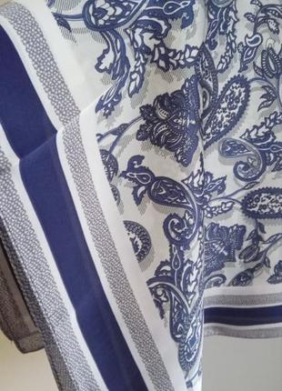 Платок платок сатиновый на голову на сумку твилли шарф синий серый новый