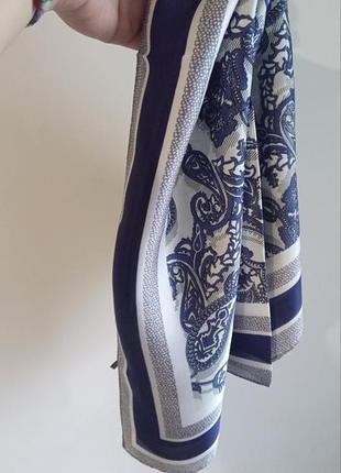 Платок платок сатиновый на голову на сумку твилли шарф синий серый новый