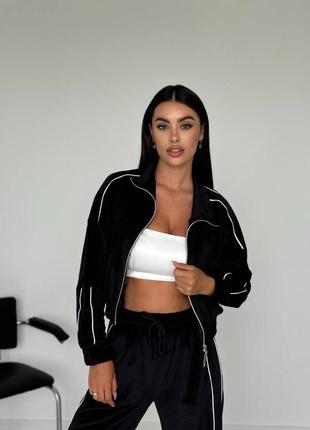 Спортивний костюм велюр велюровий жіночий худі оверсайз палаццо кофта олімпійка штани прямі по фігурі кльош манжети9 фото